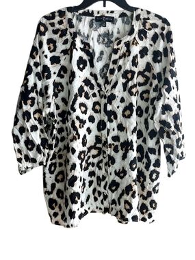 Fred David Women's Leopard Print Button-Front Jacket - White/Black/Tan
